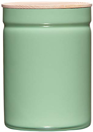 Riess, 2175-202, Vorratsdose mit Eschenholzdeckel ø 18cm, AP GREEN, Emaille, Vol. (rec.): 2,3 Liter, Made in Österreich, LBH: 13,3x13,3x2,0cm, 0,750kg, Dose, Deckel, Bleifrei, Farbecht, Kratzfest