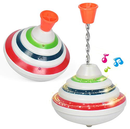 ISAKEN Musik Kreisel Spielzeug, Gyro Toy mit LED Glänzende Spielzeug Brummkreisel, Schwungkreisel Top Hand Spinner Spielzeugkreisel Geschenk für Kinder