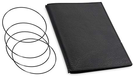 A5, revolutionäres, nachhaltiges X17-Konzept für Notizbuch, Personal Organizer und Terminplaner/Hülle für 3 Hefte! Belgisches Leder schwarz, Made in Germany,17 Jahre Garantie*