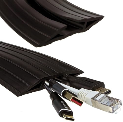 Black Rubber Floor Cable Protector Cover 19 x 9.5mm Inner Channel 1m 3ft