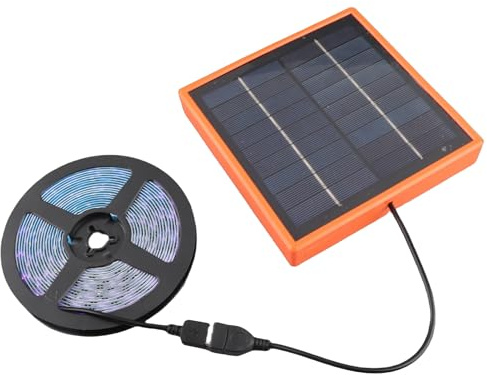 Kudoo 5V Solar Plant Growth Light, 16.4ft LED Plant Lamp Strip, Solar Outdoor LED Full Spectrum Plant Grow Lamp with High Flux and Higher Color Rendering for Greenhouse Gardening