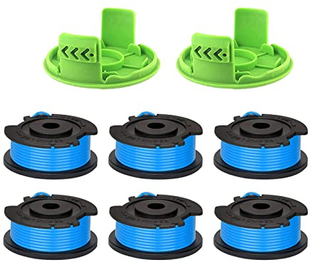 CDIYTOOL Greenworks G24LT Bobine de fil de 4,9 m de long 1,65 mm de diamètre pour débroussailleuse Greenworks 24 V G24LT G24LTK2 G24LT30M G24LT30MK2 (6 bobines + 2 capuchons)