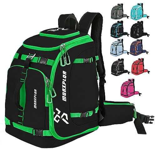 MORXPLOR 60L gepolsterter Skischuh-Rucksack, große Kapazität, wasserdichte Reisetasche für Helm, Brille, Handschuhe, Ski, Snowboardausrüstung