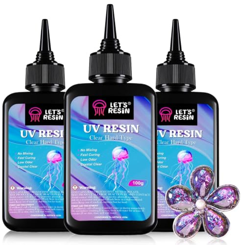 LET'S RESIN UV Resin, 300g Low Viscosity Crystal Clear Thin UV Resin Kit, Quick-Curing & Low Shrinkage Ultraviolet Epoxy Resin for Crafts, Casting, Moulds