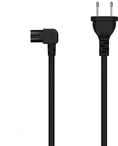 AISENS Cable Alimentación Acodado Forma 8. CEE7/16/M-C7/H. Negro. 1.8M
