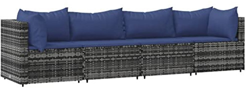 vidaXL Loungegrupp med dynor 4 delar konstrotting grå, soffgrupp för trädgård, loungegrupp, loungegrupp för trädgård, soffgrupper för trädgård