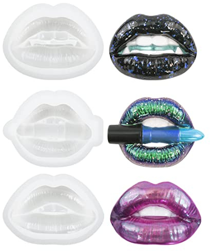 Voyyphixa 3 Pièces Moules en Résine époxy en Forme Lèvres Bijoux Moule de Coulée Moulage pour Époxy Résine Bougies, Savon, Artisanat Ornements, L'artisanat en Résine (Style A)