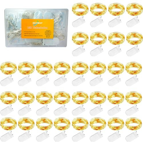 LED Lichterkette Batterie, 32 Stück Kupfer Drahtlichterkette 1M 10 LEDs Warmweiß Weihnachtsbeleuchtung für Schlafzimmer, Party, Hochzeit, Garten, Innen und Aussen Dekoration