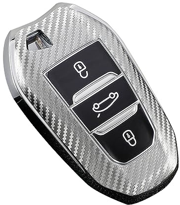 KUNIO Keyless Schlüsselhülle Passt für Peugeot 3008 5008 2008 308 508 208 Passt für Opel Grandland X Astra L Passt für Citroen C3 C4 DS5 DS7 Autoschlüssel Schutz TPU SchlüsselCover Silber