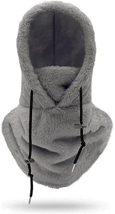 NELLN Sherpa-Kapuzen-Skimaske, Winter-Sherpa-Kapuzenschal, Winddicht, verstellbare Fleece-Skimaske, windabweisende Winter-Gesichtsmaske (Color : Gray, Size : One Size)