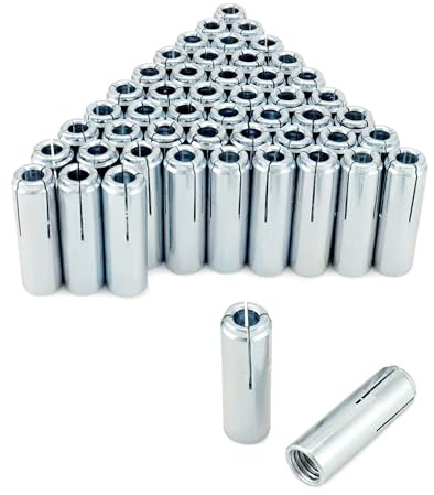 QWORK Drop-in Anchor, 50 Pcs 1/2-13 Inner Female Thread Expansion Anchor, Zinc Plated Surface Drop in Anchors for Solid Concrete(Only)