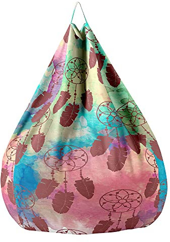Highdi Sitzsack für Erwachsene Ohne Füllung Indoor Outdoor Sitzkissen Waschbarer Weicher Flauschiger Sofabettbezug Gartenkissen Bodenkissen für Wohnzimmer (100x120cm,nordische Federn H)