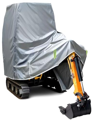 Minibagger Abdeckung, Bagger Schutzhülle, Rundumschutz, Abriebfest, Langlebig, Kratzfest, Wasserfest, UV-beständig, Plane für Bagger 800kg-1800kg, Grau