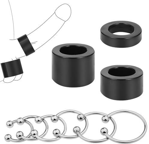 BDSMJOY Penisringe Set 9 PCS,Hodenringe für den Mann,Penisring Cockringe extrem Edelstahl,Hodenstrecker Ballstretcher erotisches Sexspielzeug für Paare Männer extrem Sex Toyset Herren (Schwarz)