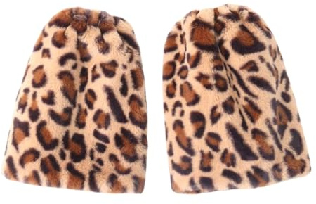 MZRAN Calentadores de piernas para mujeres y niñas, calentadores de piernas peludos de felpa de leopardo vintage para mujer, fundas peludas para botas, polainas de piernas, calcetines de pantorrilla,