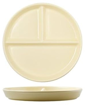Hoshisea Geteilte Speiseteller Aus Keramik, Geteilte Diät- und Snackteller, Unterteilung für Erwachsene, Kinder, Picknick, Abendessen (Cremiges Gelb)