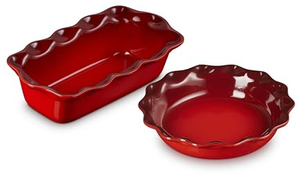 Le Creuset Set di 2 piatti per pane in gres porcellanato, 22,9 cm e 22,9 cm, colore: ciliegia