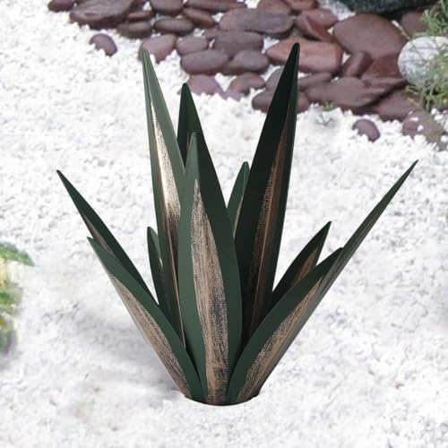 Sculpture de plantes en métal d'agave – Statue rustique d'extérieur pour décoration d'intérieur avec lumière – Décoration de jardin inspirée de la tequila de 65 cm