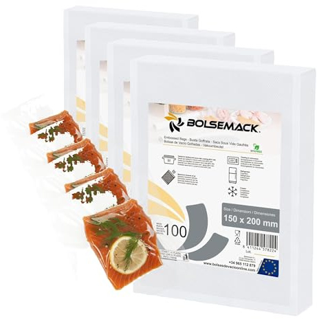 Sacs sous vide gaufrés 150x200mm (100 unités) à usage alimentaire pour tout type d'appareil de mise sous vide… (Lot de 4)