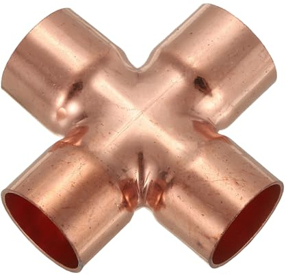 PATIKIL 7/8(22mm) Conexión De Cobre Cruzada, Conector De Tubería De Cobre De 4 Vías Para Fontanería Aire Acondicionado Refrigeración