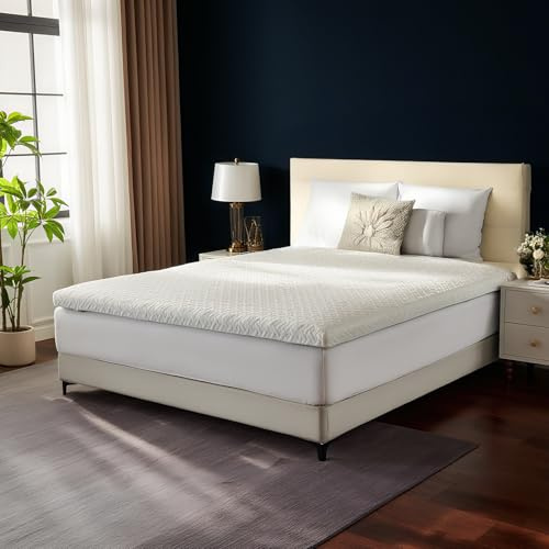MENDALE Topper de 200 x 200 cm de espuma de gel dura de 7 zonas y suave, doble núcleo/dureza, H2&H3 de 8 cm de altura, colchón de espuma fría y gel para cama de resorte, Mattress