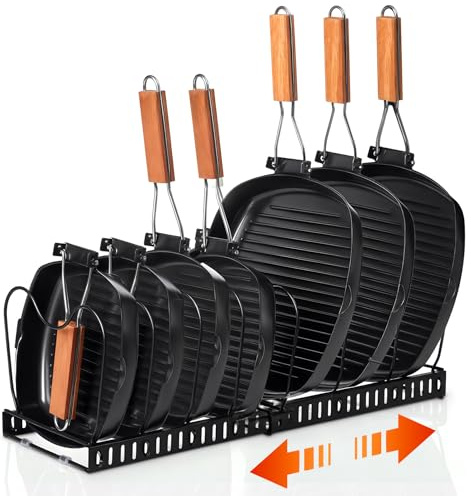 FrutPunch Pots and Pans Organiser with 10 Adjustable Partition for Kitchen | Expandable, Rust-proof, U-Shaped Slot Design, Easy to install, be used on countertops, cabinets, and even under the sink