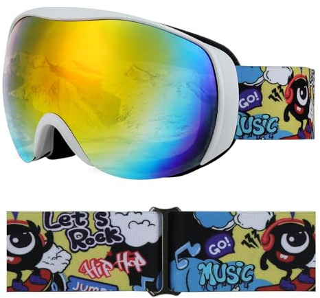 YooxArmor skidglasögon för barn, imfria snowboardglasögon med dubbla linser för 6–14 år pojkar flickor, 100 % UV 400 hjälm kompatibla OTG snöglasögon för skidåkning skridskoåkning vintersport