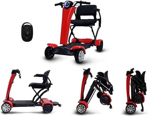 Automatic Folding Mobility Scooter, Auto Folding Electric Portable Travel Scooter, Mobility Chair, 250W Dual Motor, Flip Up Arm Rest, 20 KM Removable Battery, 4 Wheel Suspension, Remote Control, New!