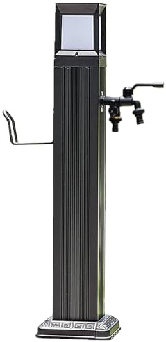 LUNAIZHUO Fontana Giardino Multifunzionale, Colonna Acqua Antigelo, Colonna Solare Due in Uno, Porta Tubo con Luce e Rubinetto(74cm/29in)