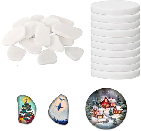 eupdd 20 Pièces Galets a Peindre: Rond 5cm+3-5cm Galets pour La Peinture, La Décoration, Bricolage Enfant, Galets à Peindre, Galets Decoratif Jardin Exterieur, Galet Blanc Jardin, pour Cadeau de Noël