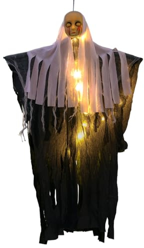 Geisterdekoration für Zuhause, Halloween-Dekorationen Geister im Zimmer, gruselige Gartendekoration mit LED-Licht, Halloween-Dekorationen von 33,4 Zoll für die Innentür
