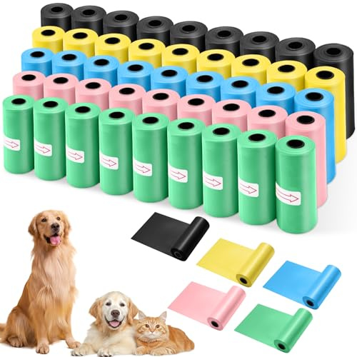 675PCS Bolsas Caca Perro, Dog Poop Bag Extra Grueso Prueba de Fugas, 30 x 21,5 cm, Polietileno-Material, 5 Colores, Adecuado Salir de Casa (45 Rollos, 15 por Rollo)