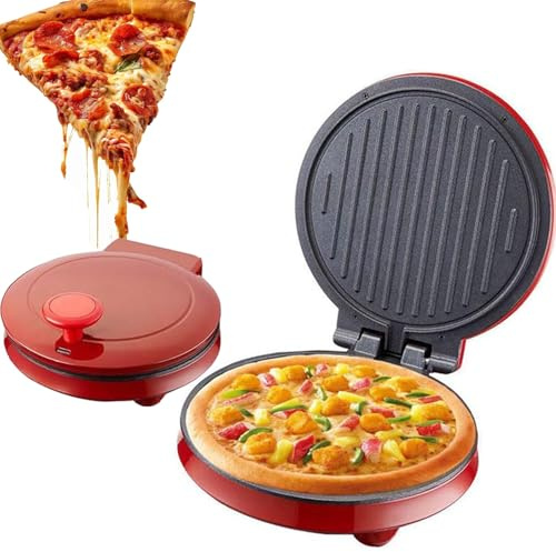 Electric Pizza Maker, 1000W Pizza Oven, Electric Pancake Maker With Non Stick Surface, Double-Sided Heating/Baking Evenly, 9in,180 Degrees Open, Easy Cleaning