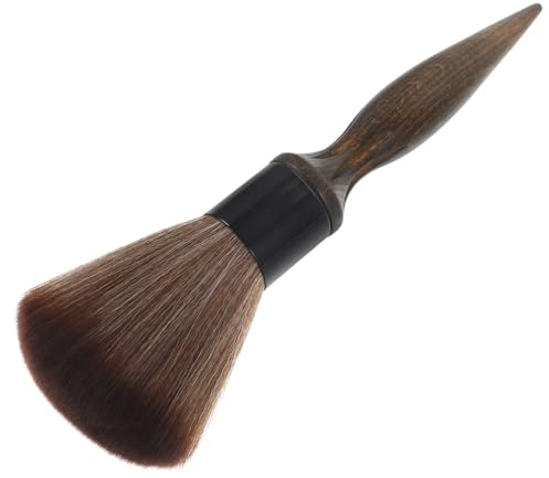 Brosse à Cou de Barbier Plumeau Cheveux Manche Bois Fibre Marron | Usage Doux, Outil Polyvalent Facile à Utiliser, Sensation Apaisante Après Rasage ou Coupe, pour Salons