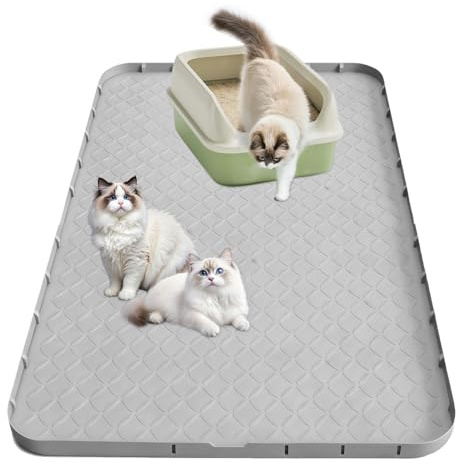 Tappetino per Lettiera gatti, Tappetino Lettiera Gatto Extra Grande 55 X 56 cm, Tappetino per lettiera per Gatti in silicone, Tappeto Lettiera Gatto Impermeabile e a Prova di Urina, facile da pulire,