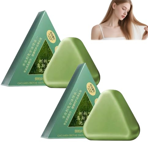 Nature Triangle Shampoo Bar, Nature Seven Green Soap Shampoo – Fast schampo Bar med tät skumeffekt, tvål för glänsande och kraftigt hår – för kvinnor och män (2 st)