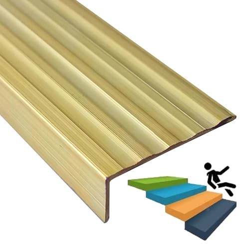 Stair Nosing Profile Edging,Brass Stair Edge Protector - L Shaped Nosing Trim Transition Strip Guard for Step Treads (18x8mm) - Indoor Outdoor Safety Solution