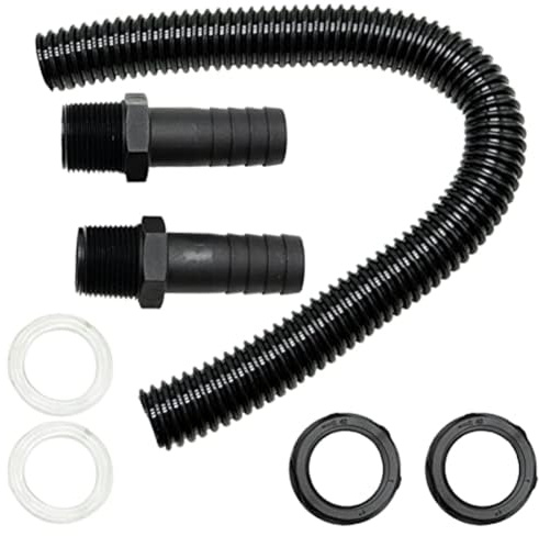 MonoSora Kit connettore serbatoio acqua 38 mm tubo flessibile con raccordi per il collegamento di barili di pioggia e serbatoi nero