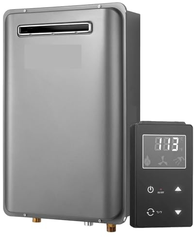 Scaldabagno istantaneo a propano da 5,3 galloni, for esterni, 120.000 BTU, controllo intelligente della temperatura for la casa, Apparecchio di flusso