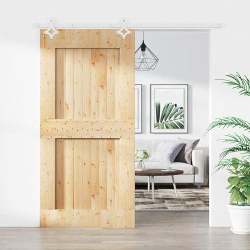 Cancello scorrevole, porta scorrevole con guarnizione 100 x 210 cm, in legno massello di pino scorrevole, sistema di porte scorrevoli, porte interne, pareti divisorie