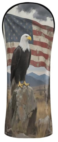 Flag Bird - Set di copritesta per mazze da golf vintage, in pelle di alta qualità, con targhetta intercambiabile, per conducente, legno e ibrido