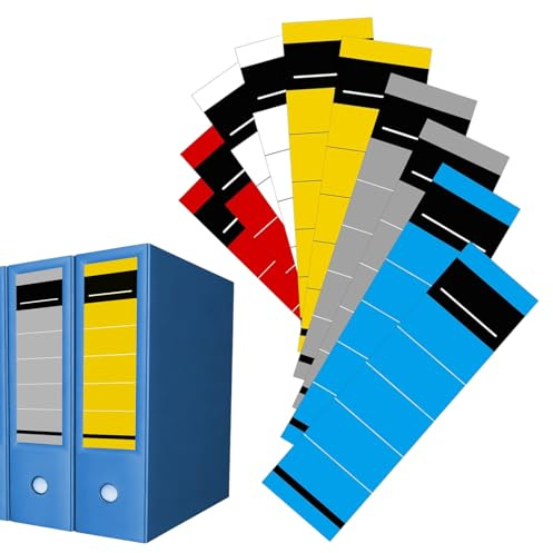 150Pcs Ordnerrücken Selbstklebend Breit 19×5.4cm Ordner Rückenschilder Selbstklebend Ordner Etiketten Selbstkle-bend Beschreibbar Aktenordner Aufkleber für Büros Schulen Bibliotheken,5 Farben