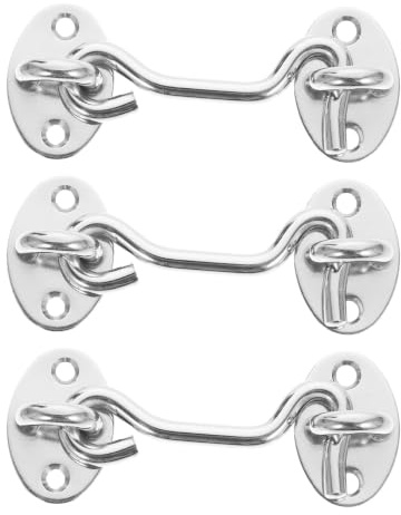 Veemoon 3-teiliger Haken- und Ösenriegel für Tore – Edelstahl-Scheunentorschloss – 7,6 cm lange Haken für Tore, Fensterläden, Schiebefenster, Scheunentore, Schuppen, Schränke und Badezimmer