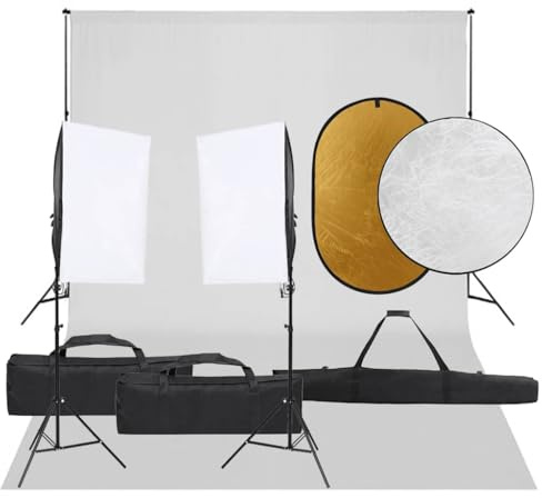 LoogCape Fotostudioset med belysning, bakgrund, reflektor för professionellt porträtt och produktfotografering i hemmastudion, inklusive softbox, stativ, bakgrundssystem och LED-lampor