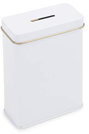 Tin Charity Box money box Collection Can Money Savings Box Piggy Bank Cash Can (Square)