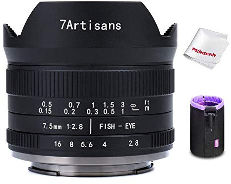 7artisans 7.5mm F2.8 II V2.0 Objetivo Ojo de pez, Objetivo fisheye Compatible con Cámaras con Montura M4/3 GM1 GM5 GM7 GX1 GX7 GX8 EPM1 EPM2 E-P1 E-P2 E-P3 E-P5 E-M1 E-M1II E-M5 E-M5II