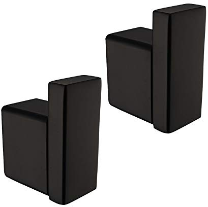 TURS Schwarz Handtuch/Robe Haken Kleidung Haken für Badezimmer Küche Garage Heavy Duty Stylish Hotel SUS 304 Edelstahl Wandhalterung, 2 Pack, N1001BK