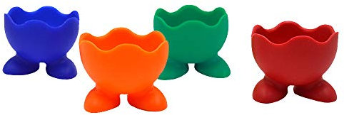 4 Pack Silicone Egg Cups with Non-Slip Feet for Soft Boiled Eggs | Stable Holder for Breakfast, Easter Decorations | Dishwasher Safe (Assorted Colors)