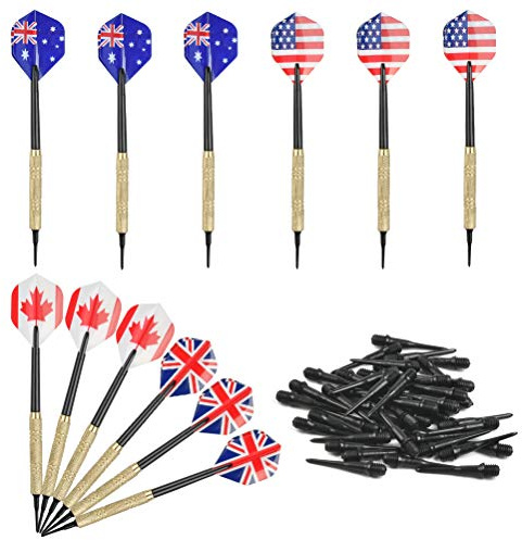 N/A 12 Pcs Brass Darts Sets,Soft Tip Darts with 36 Soft Tip Points for Electronic Dartboards,for Every Rec Room Bar & Game Room