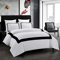 OSVINO Copripiumino Matrimoniale 240x220 cm e 2 Federe 50x75 Biancheria da Letto Bianco e Nero Microfibra Set Copripiumino Hotel Stripe Morbida Confortevole
